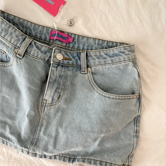 Light Blue Denim Mini Skirt Edikted - Picture 4 of 5